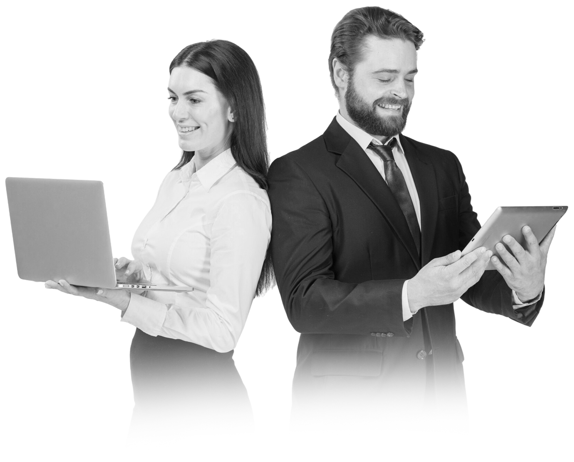 Founders with laptop and tablet